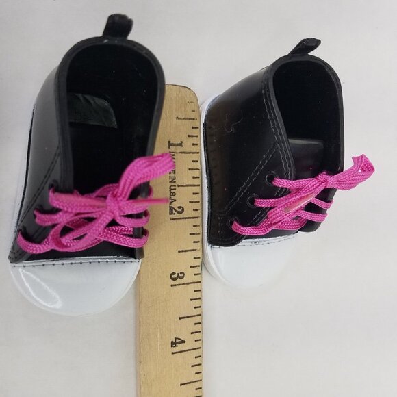 Alexander Doll Shoes Black High Top Pink Lace Up Sneakers Vinyl for Dolls 18" - Picture 6 of 6